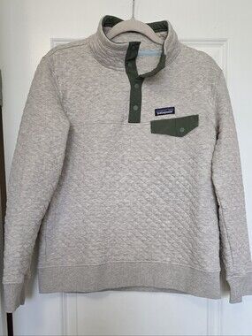 Patagonia Organic Cotton Quilted Snap Pullover Sweatshirt Women’s Medium Outdoor